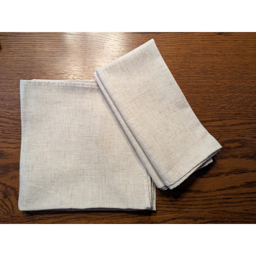 Set of 4 Oatmeal Beige Linen Blend Cloth‎ Napkins Square Farmhouse Table Linens
